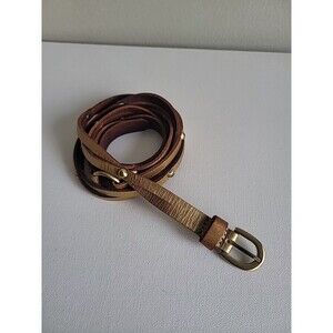 Gold Leather Studded Boho Belt Sz S/M Bohemian Indie